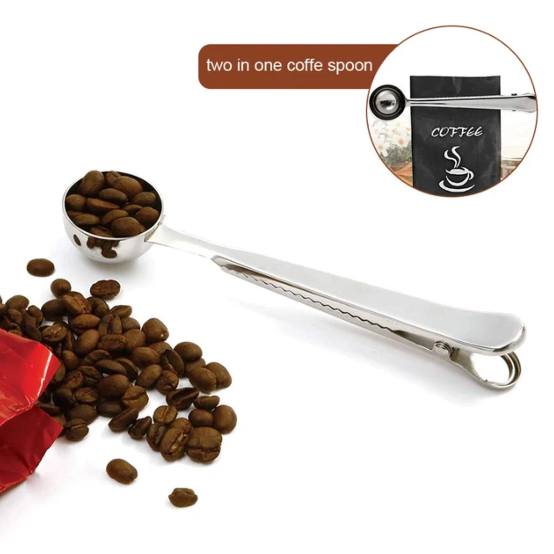 Premium Stainless Steel Coffee Spoon with Clip